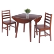 Dawson 3-Pc Drop Leaf Table with Ladder-back Chairs Walnut Finish