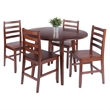 Dawson 5Pc Drop Leaf Table with Ladder-back Chairs Walnut Finish