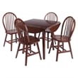 Dawson 5-Pc Drop Leaf Table with Windsor Chairs Walnut Finish