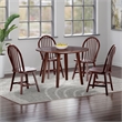 Dawson 5-Pc Drop Leaf Table with Windsor Chairs Walnut Finish
