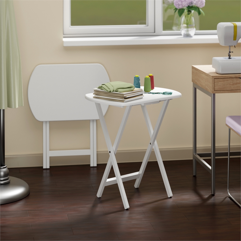 Corbett Set of 2 Oversized Snack Tables White Finish