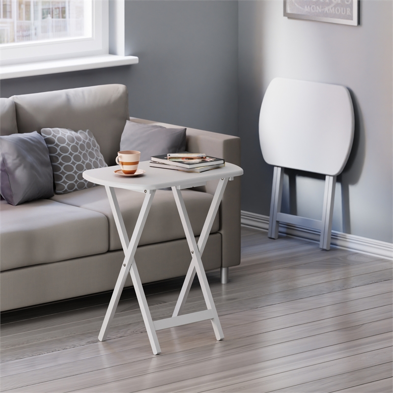 Corbett Set of 2 Oversized Snack Tables White Finish