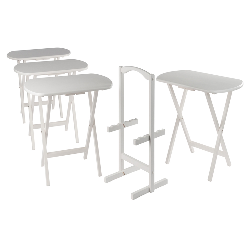 Corbett 4 Oversized Snack Table and Stand White Finish