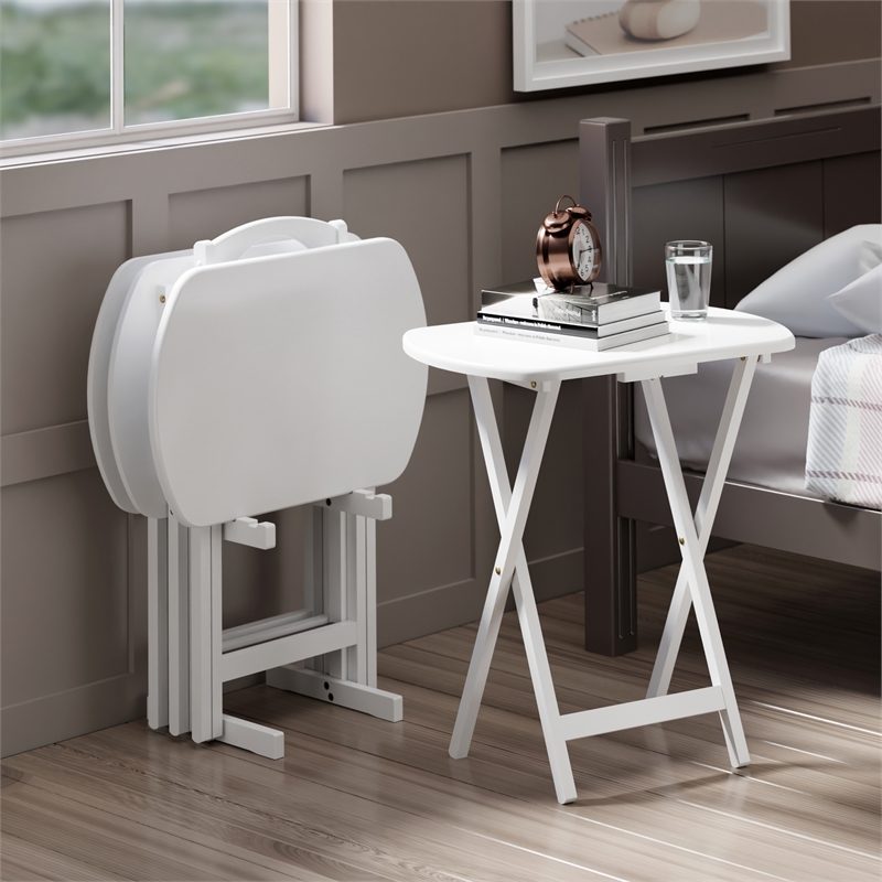 Corbett 4 Oversized Snack Table and Stand White Finish