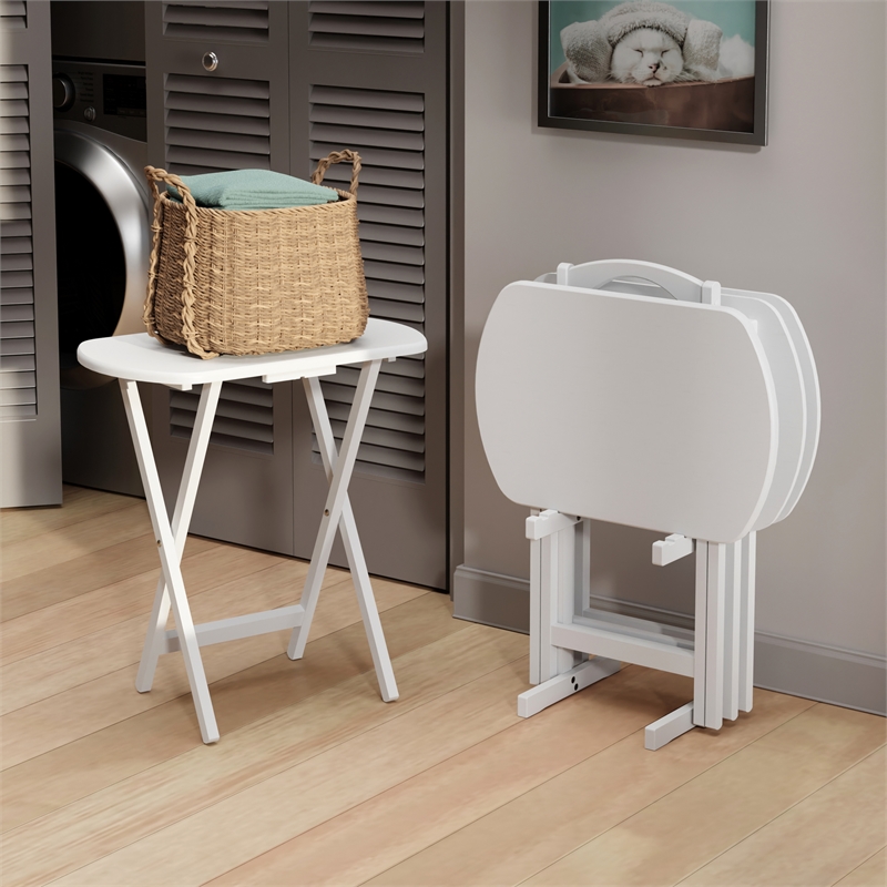Corbett 4 Oversized Snack Table and Stand White Finish