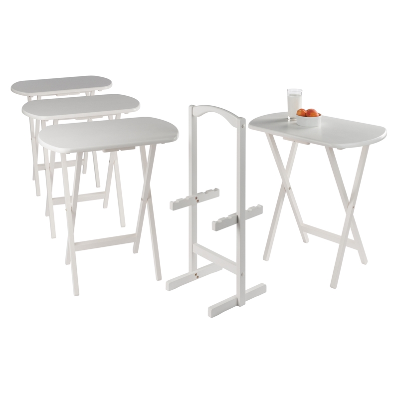 Corbett 4 Oversized Snack Table and Stand White Finish