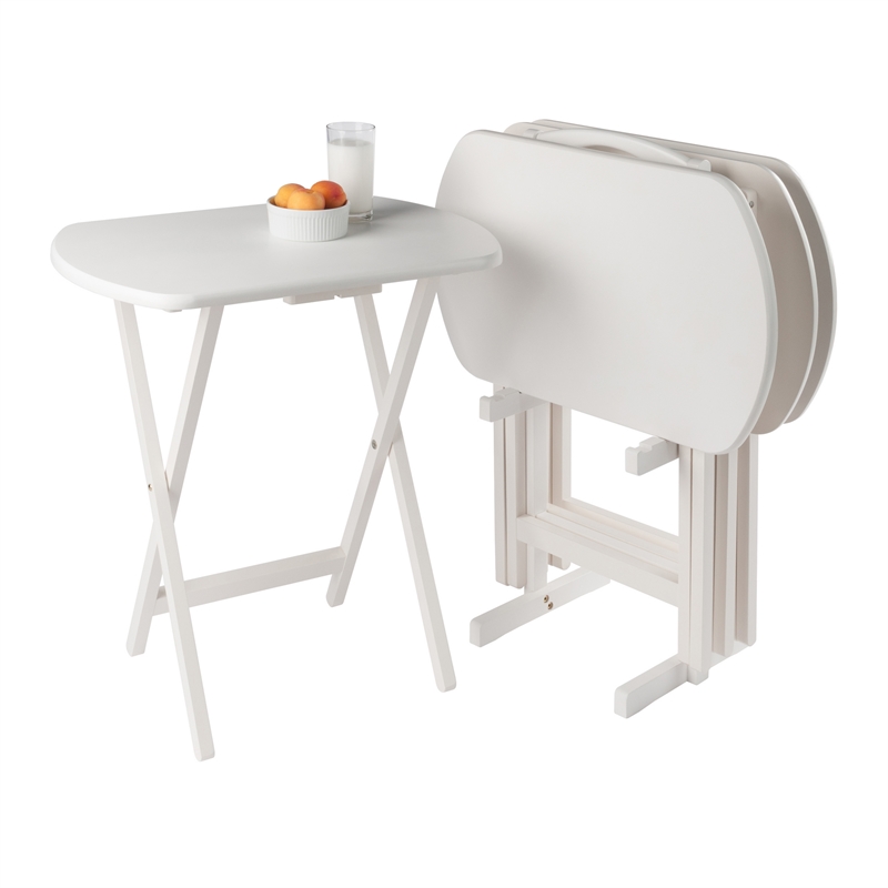 Corbett 4 Oversized Snack Table and Stand White Finish