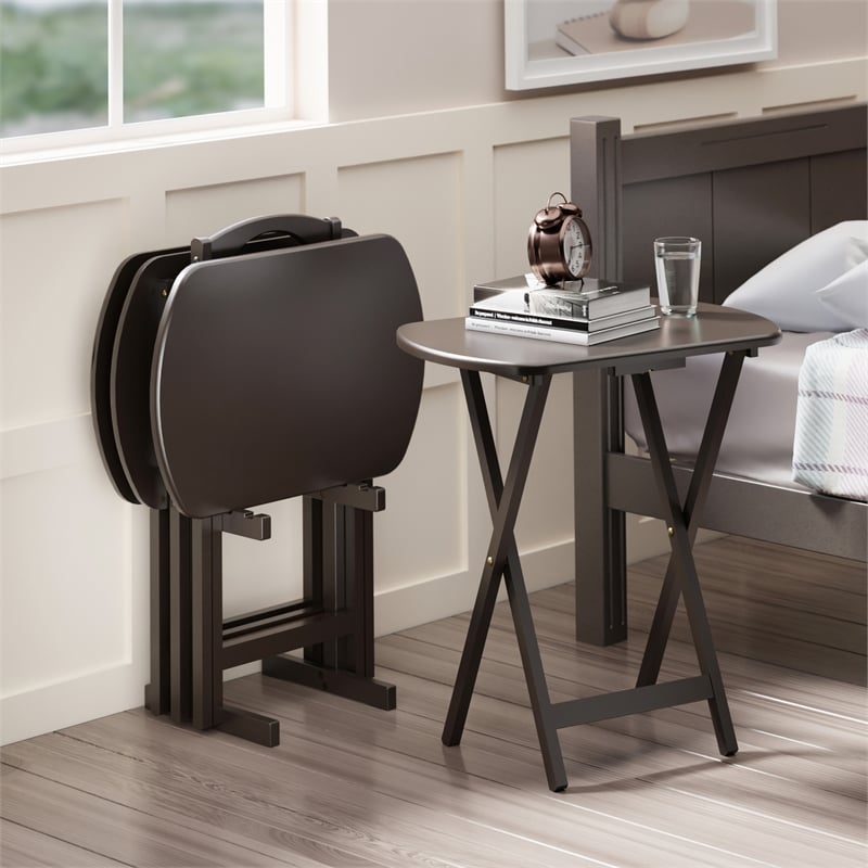 Corbett 4 Oversized Snack Table and Stand Coffee Finish