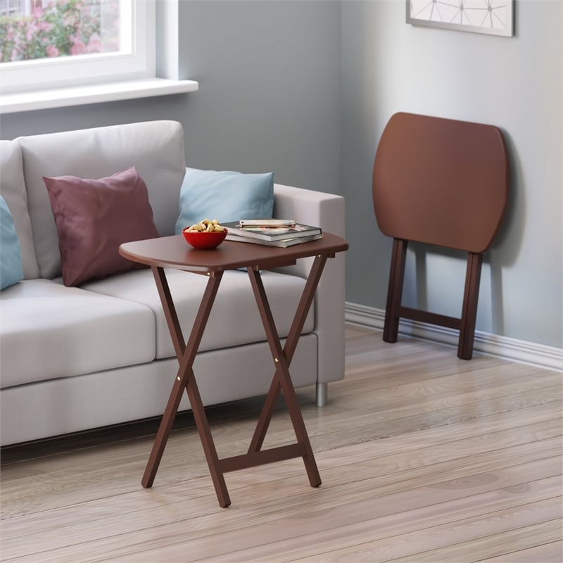 Corbett Set of 2 Oversized Snack Tables Walnut Finish