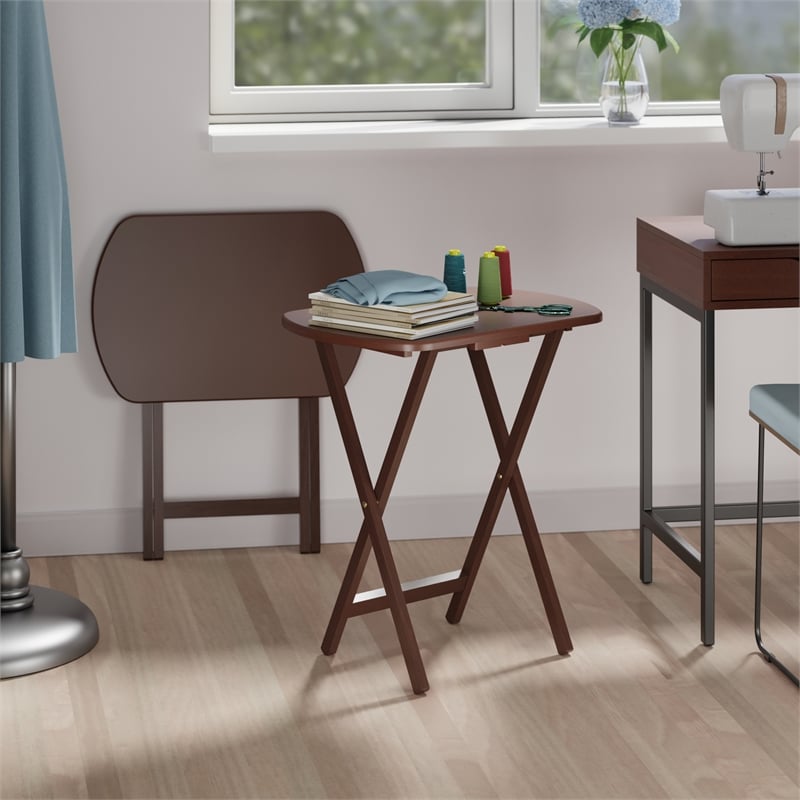 Corbett Set of 2 Oversized Snack Tables Walnut Finish