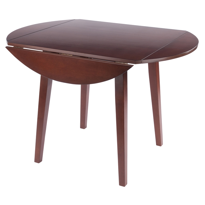 Dawson Round Dining Table Quad Drop Leaf Walnut Finish