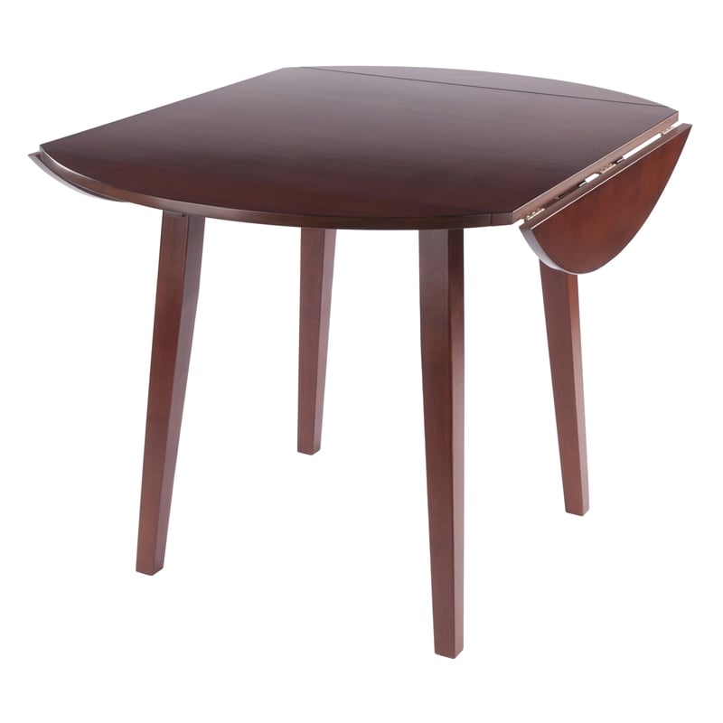 Dawson Round Dining Table Quad Drop Leaf Walnut Finish