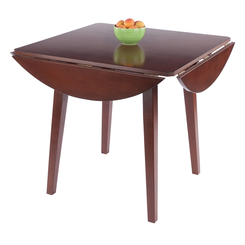 Dawson Round Dining Table Quad Drop Leaf Walnut Finish