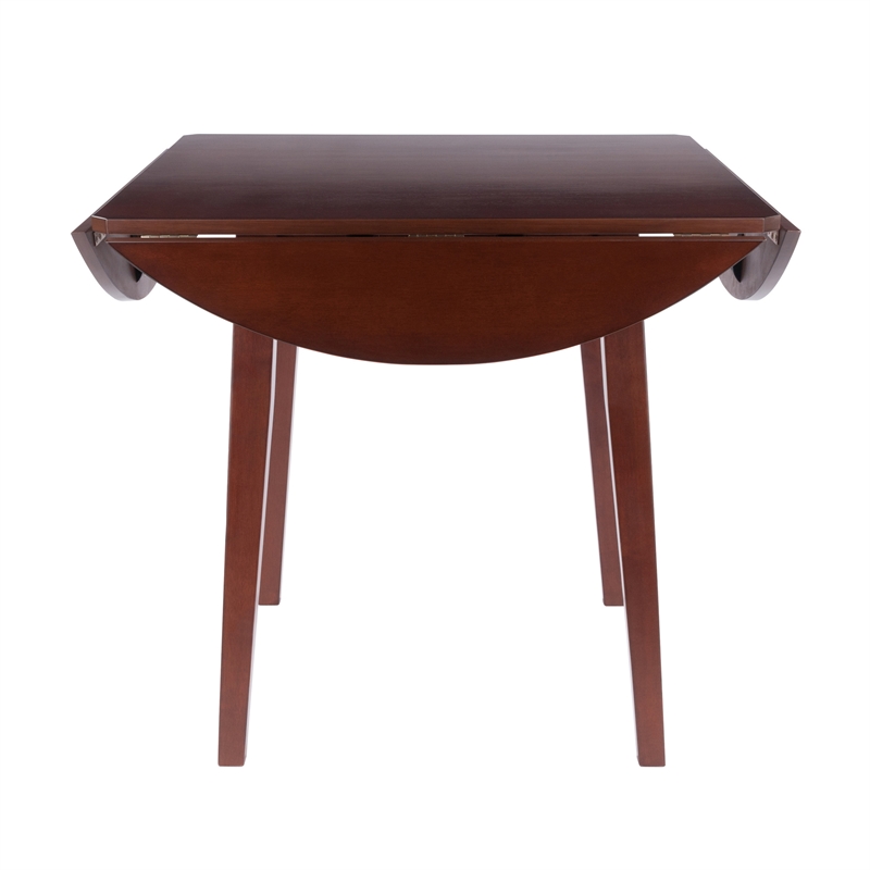 Dawson Round Dining Table Quad Drop Leaf Walnut Finish