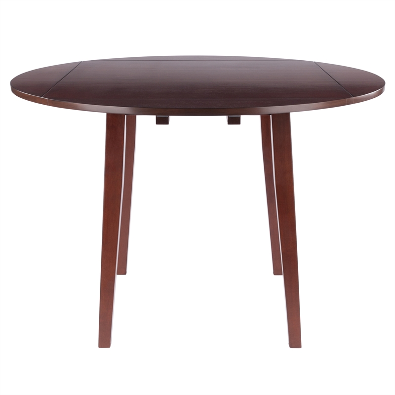 Dawson Round Dining Table Quad Drop Leaf Walnut Finish