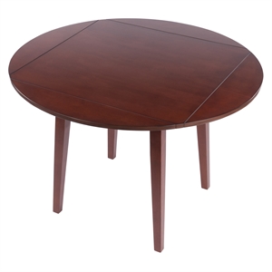 Dawson Round Dining Table Quad Drop Leaf Walnut Finish