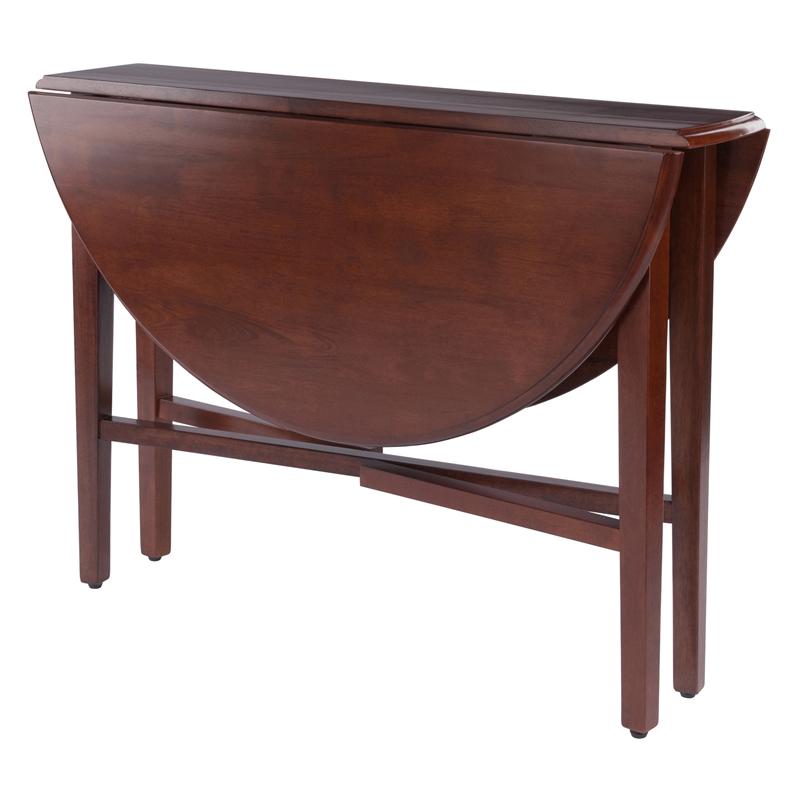 Hannah Double Drop Leaf Round Dining Table Walnut Finish