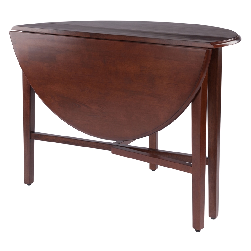 Hannah Double Drop Leaf Round Dining Table Walnut Finish
