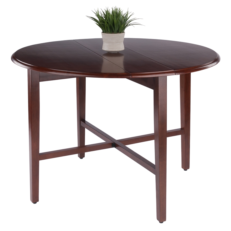 Hannah Double Drop Leaf Round Dining Table Walnut Finish