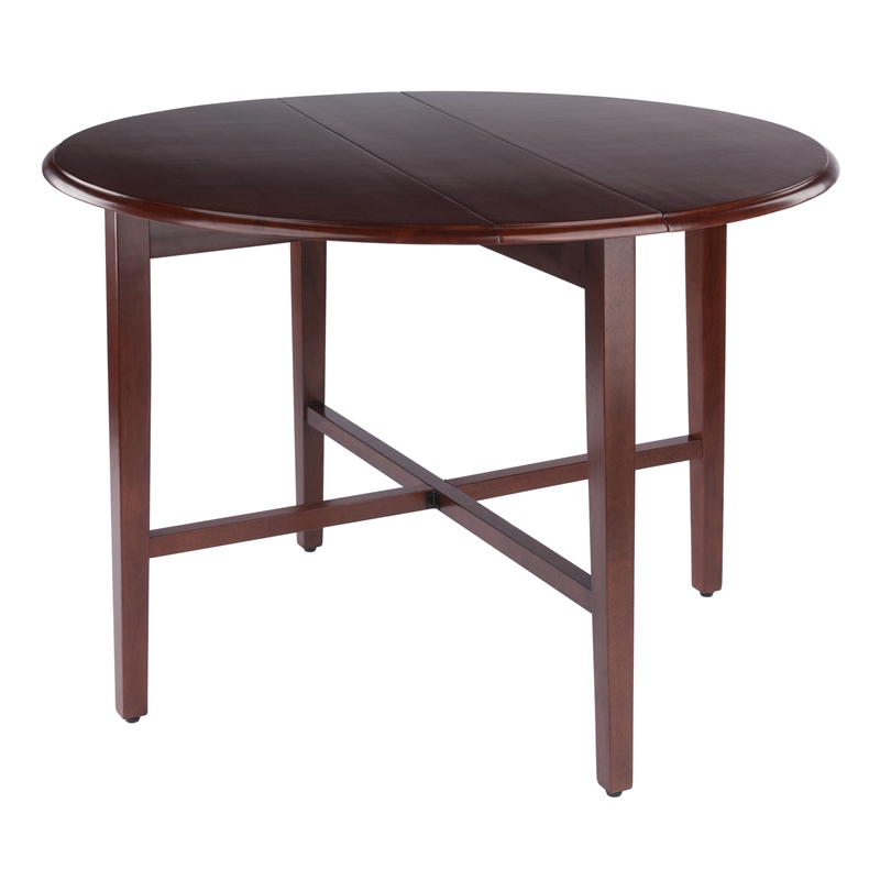 Hannah Double Drop Leaf Round Dining Table Walnut Finish