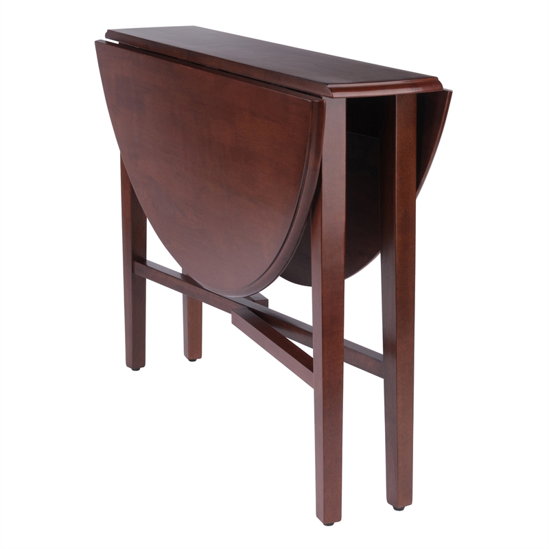 Hannah Double Drop Leaf Round Dining Table Walnut Finish