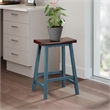 Satori Saddle Seat 24In Counter Stool Rustic Teal and Walnut Finish