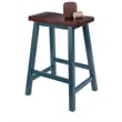 Satori Saddle Seat 24In Counter Stool Rustic Teal and Walnut Finish