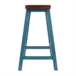 Satori Saddle Seat 24In Counter Stool Rustic Teal and Walnut Finish