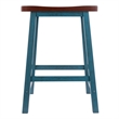 Satori Saddle Seat 24In Counter Stool Rustic Teal and Walnut Finish