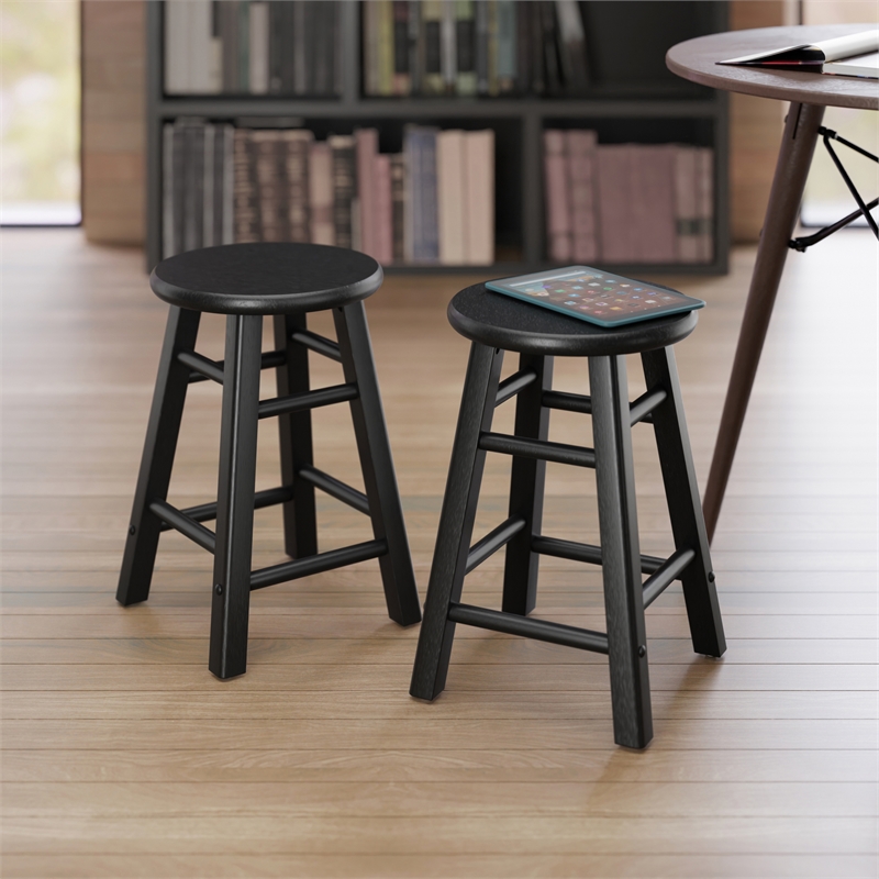 Element 2-Pc Dining Stool Set Black Finish