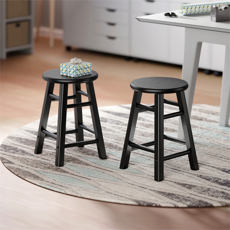 Element 2-Pc Dining Stool Set Black Finish