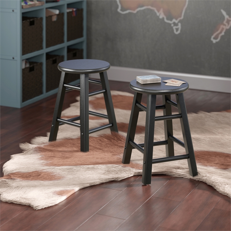 Element 2-Pc Dining Stool Set Black Finish