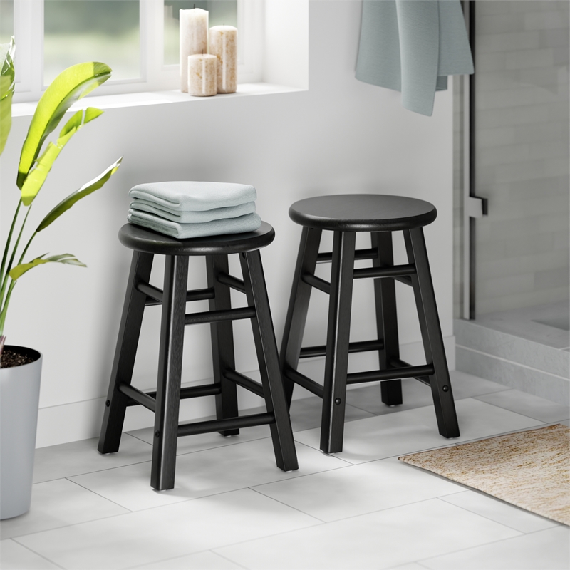 Element 2-Pc Dining Stool Set Black Finish
