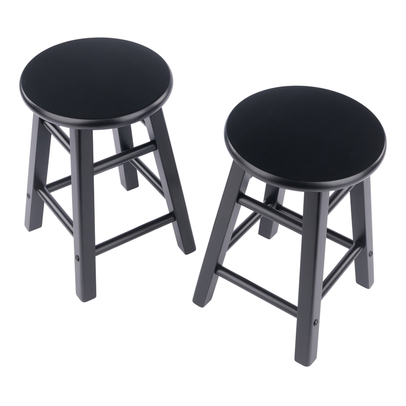 Element 2-Pc Dining Stool Set Black Finish