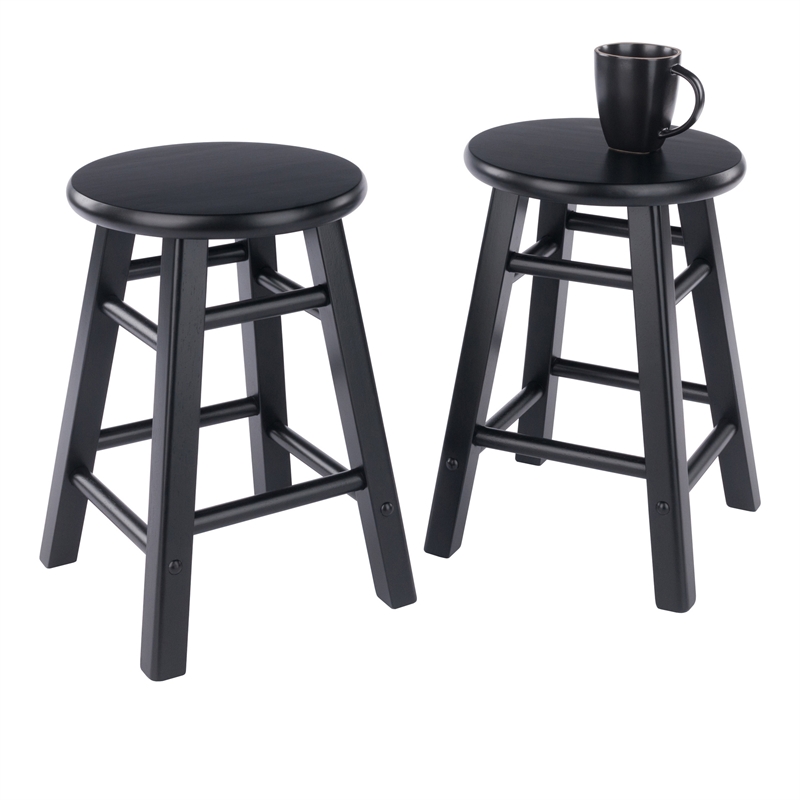 Element 2-Pc Dining Stool Set Black Finish