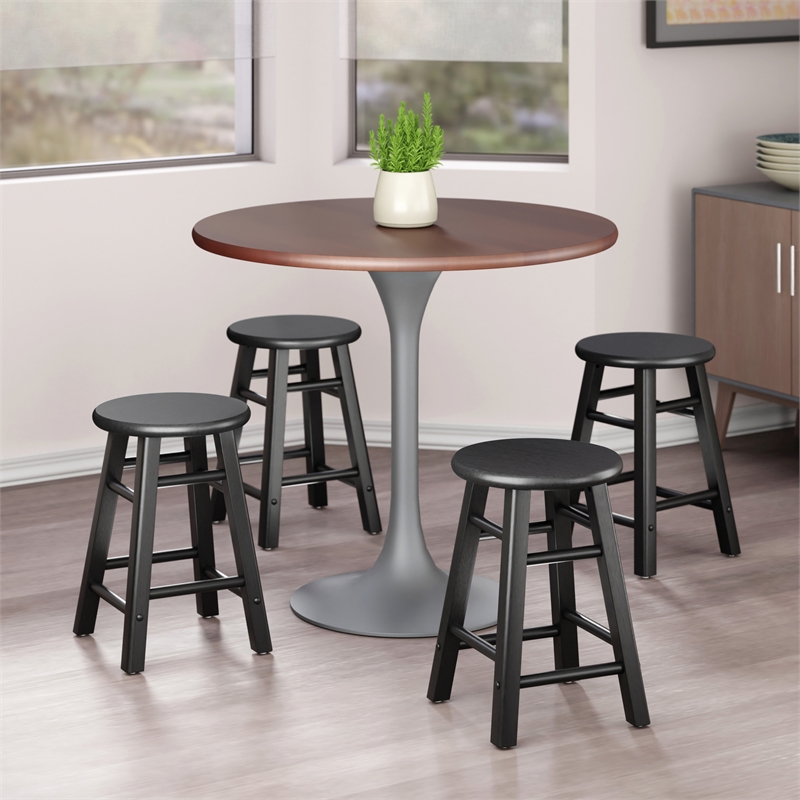 Element 2-Pc Dining Stool Set Black Finish
