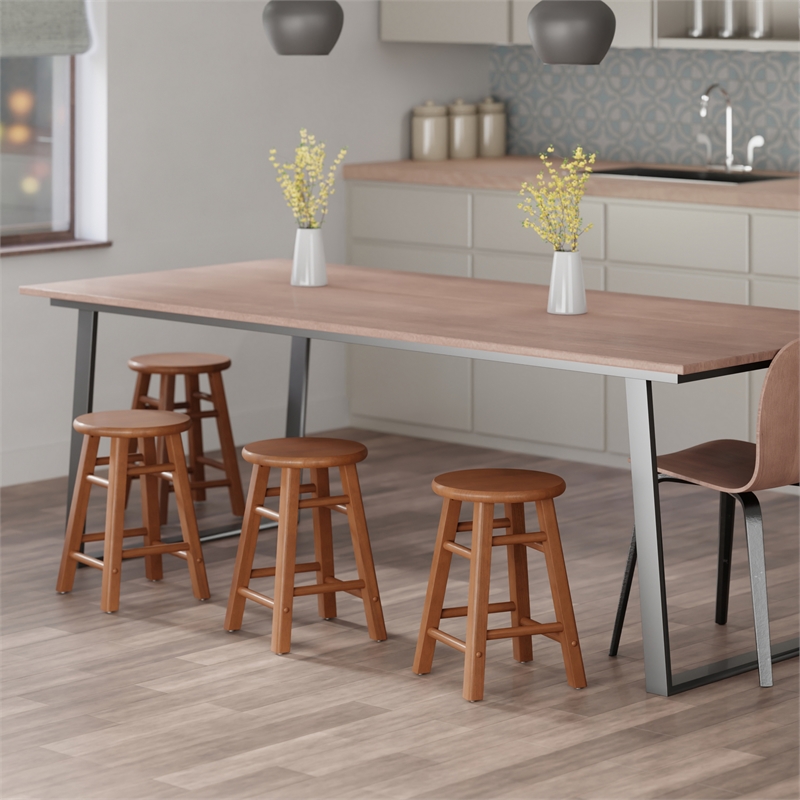 Element 2-Pc Dining Stool Set Teak Finish