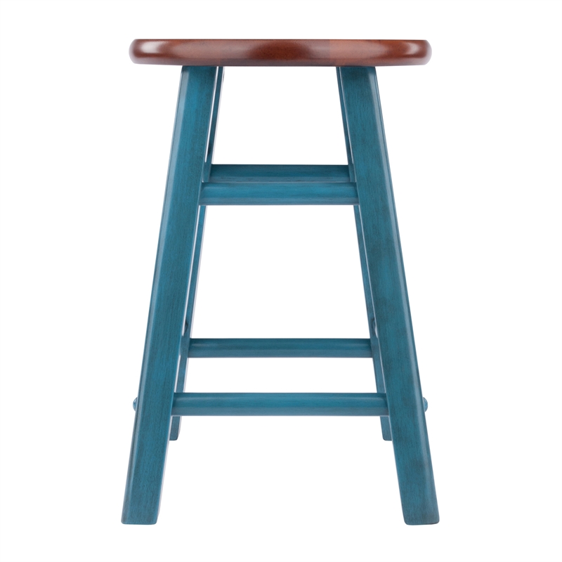 Element 2-Pc Dining Stool Set Rustic Teal and Walnut