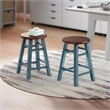 Element 2-Pc Dining Stool Set Rustic Teal and Walnut