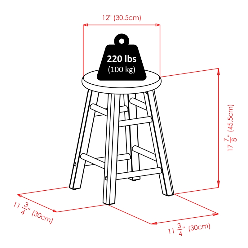 Element 2-Pc Dining Stool Set Rustic Teal and Walnut