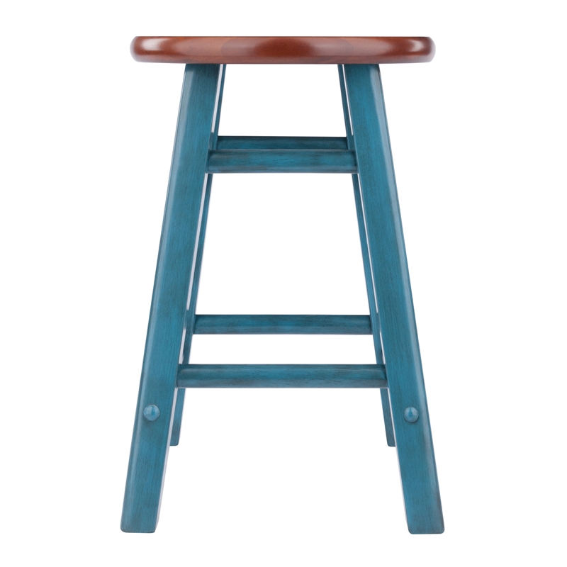 Element 2-Pc Dining Stool Set Rustic Teal and Walnut