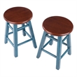 Element 2-Pc Dining Stool Set Rustic Teal and Walnut