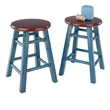Element 2-Pc Dining Stool Set Rustic Teal and Walnut
