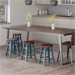 Element 2-Pc Dining Stool Set Rustic Teal and Walnut