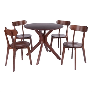 Lexa Dining Table with Splayed Legs Walnut Finish with 4 Pauline Dining Chairs