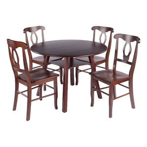 Marbelle Table 5-Pc Drop Leaf Dining Table with 4 Renaissance Chairs Walnut