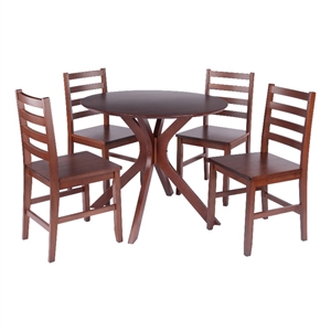 Lexa Dining Table with Splayed Legs Walnut Finish with 4 Hamilton Dining Chairs