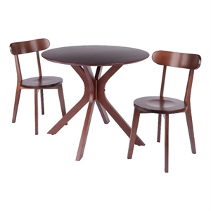 Lexa Dining Table with Splayed Legs Walnut Finish with 2 Pauline Dining Chairs