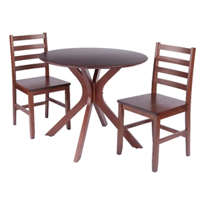 Lexa Dining Table with Splayed Legs Walnut Finish with 2 Hamilton Dining Chairs