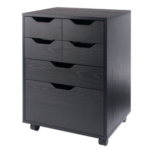 Norfolk 4 Bins 2 Drawer Mobile Cabinet Black Finish